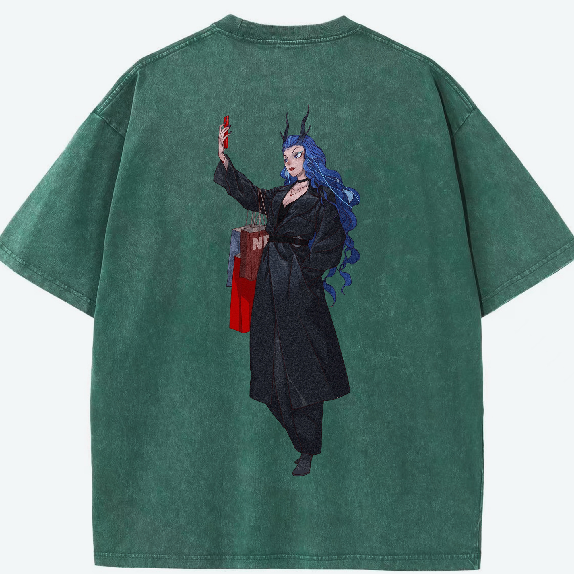 （画像用） Ne Zha 2 ナタ 魔童の大暴れ 綿100% ヴィンテージ風 半袖Tシャツ（背面プリント）